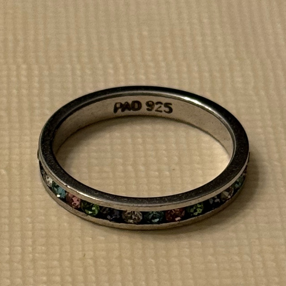 Sterling Silver Multicolored Band Ring - image 2